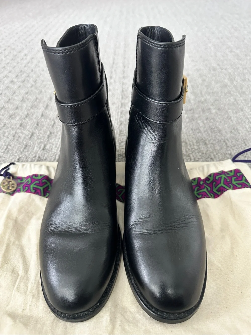 Tory Burch Brooke Ankle Bootie, Black Calf Leather, Size 7M, Style 52660